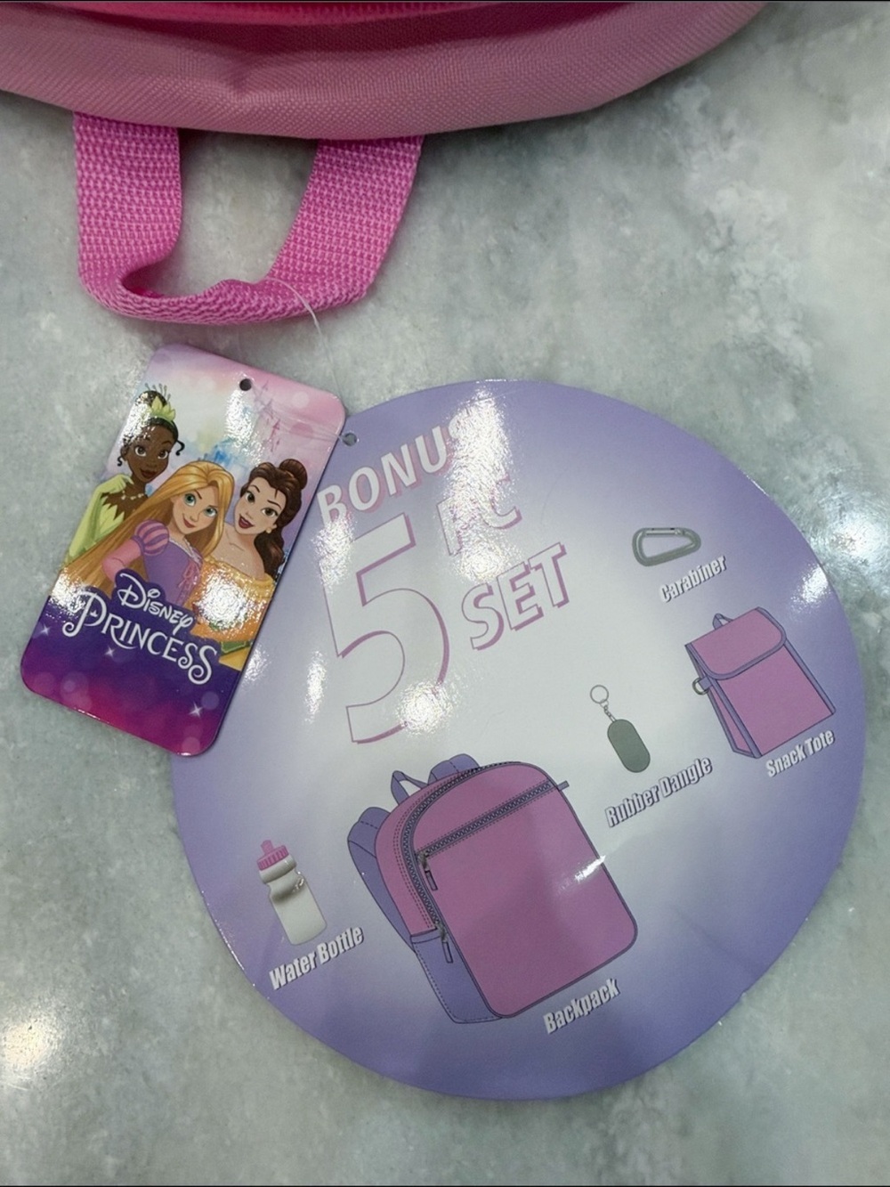 Disney Pink Princess Backpack Water Bottle Keychain and Lunch Bag - Picture 12 of 12